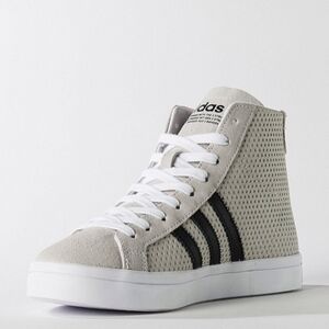 Adidas Women's High-Top Sneaker in Light Gray with Black Stripes